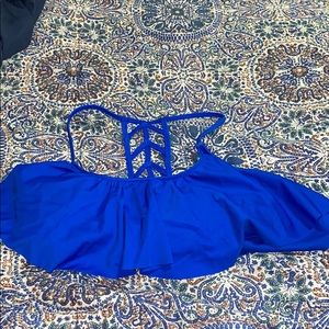 PINK - Royal Blue Ruffle Bikini Top
